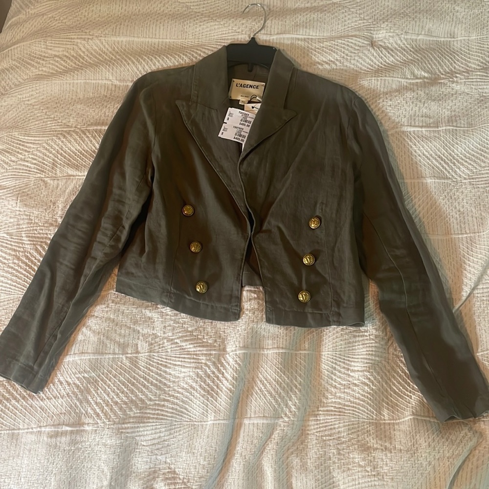 L-Agence Army Green Crop Jacket. Retailed at $405. Never worn. Perfect condition